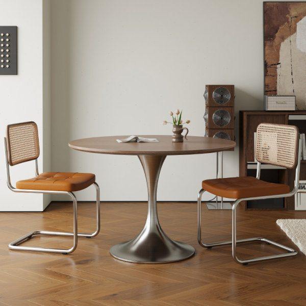 中古风岩板小圆桌家用圆餐桌小户型圆形饭桌网红复古洽谈桌椅组合,住宅家具,岩板餐桌,淘宝优惠券,粉丝福利购,淘宝优惠卷