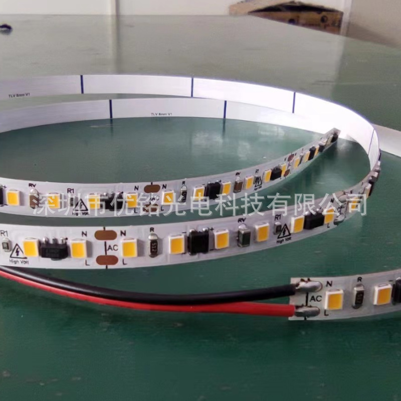 厂家供应5CM剪裁恒流高压110V灯条 120灯 8MM 12W 3000K IP67挤出