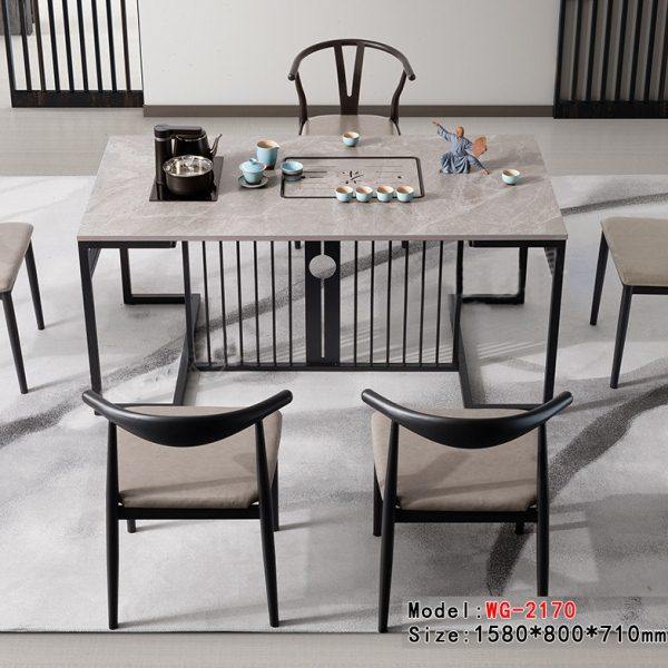 轻奢岩板茶桌椅组合会客泡茶茶桌新中式现代茶台烧水茶几带电磁炉