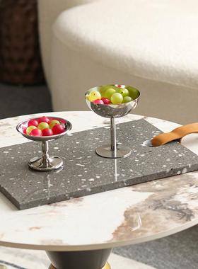 代轻奢样板间厨26058房何大几装饰品长方形皮革砧板餐现厅理石托