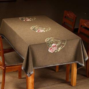 中式桌热台布高档防水桌布现代简约桌餐垫防QNF烫隔垫长新条形餐