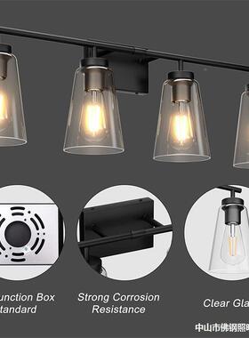 壁卧室床头美复古黑色三头玻手璃玄关阳台过道67788eba式y洗间镜