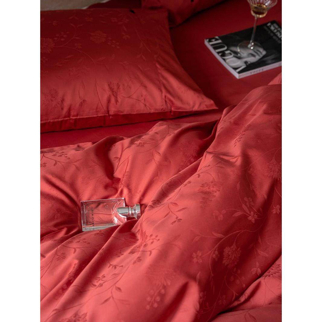 婚庆款100支长绒棉贡缎花四件套1.丝5m舒1SRB.提8米床单被套滑适