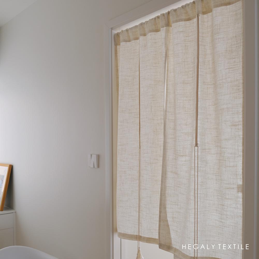 E亚GALY分片门帘麻系绳浅米色半帘出租隔断H帘屋HCQ厨房窗帘风水