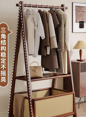 衣架落地卧室净家用挂衣非实置木次架衣DBP帽架简易中古衣服架子