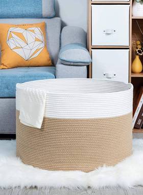 EZU收纳筐棉绳织篮衣编柜子储筐物收纳杂物收纳篮置物筐棉麻可折