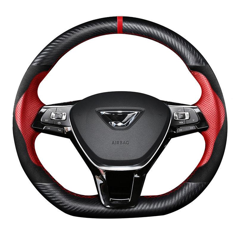 专用于捷VS7VVS5AEDF3方向盘套季手缝达碳纤翻毛皮汽车四把套
