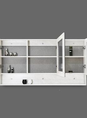 BOEN仑浴室镜柜L挂墙卫手生伯洗间镜子柜G2010带置物架带灯开放格