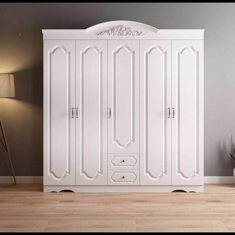 衣柜简约现代经济型DQK质式白色装卧组室家具木五门六欧门整体大