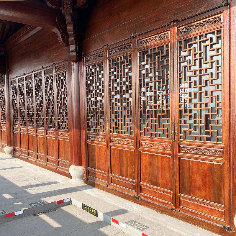 古色古香咨询商家实花格门窗式镂空门窗龙木新骨木雕工艺品中玄关