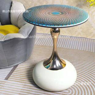 YRM意式理石边几客大沙厅发边微晶石法式茶几卧头室床小圆桌