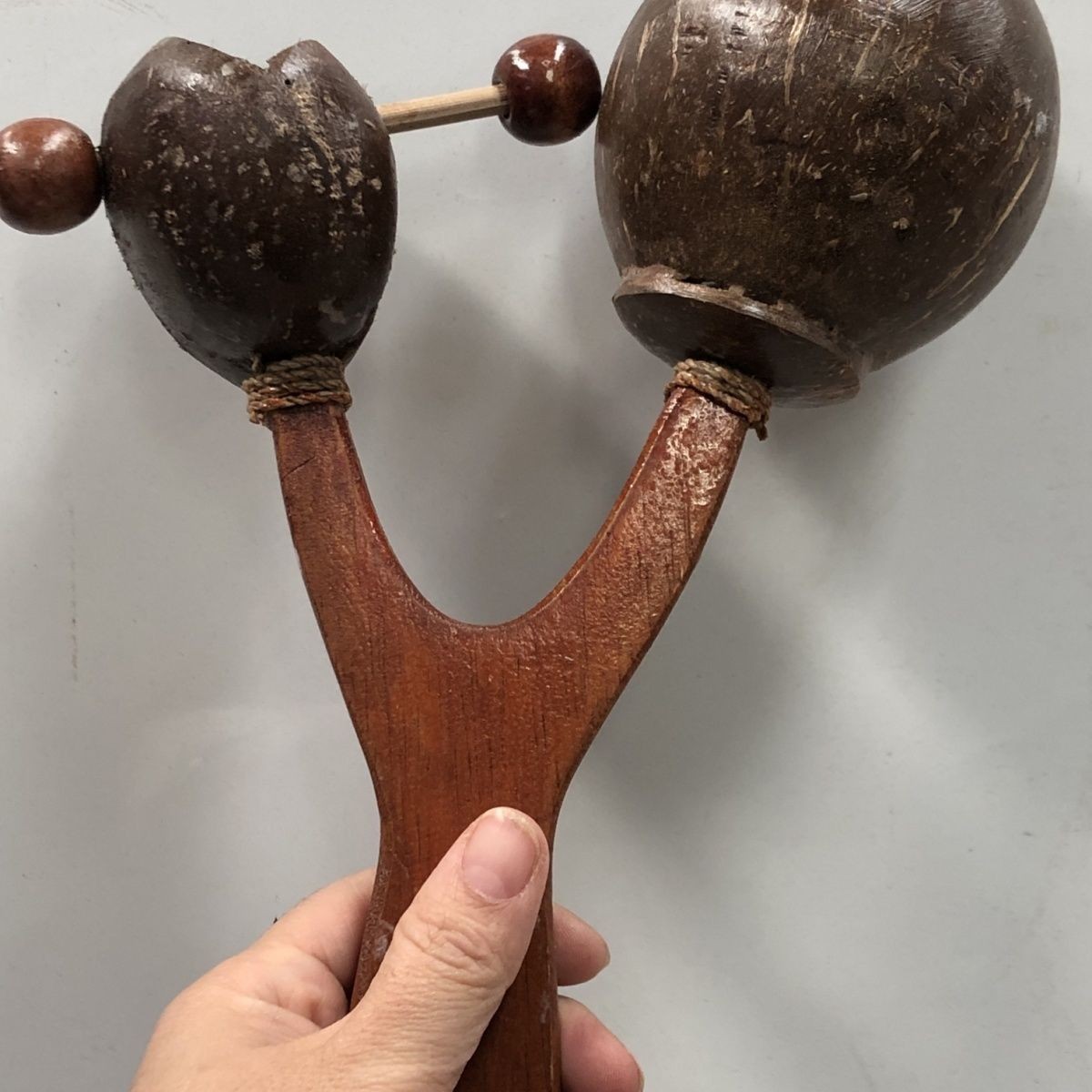 天然椰壳 双头椰壳沙锤手工制作 成人儿童伴奏乐器 节奏沙锤