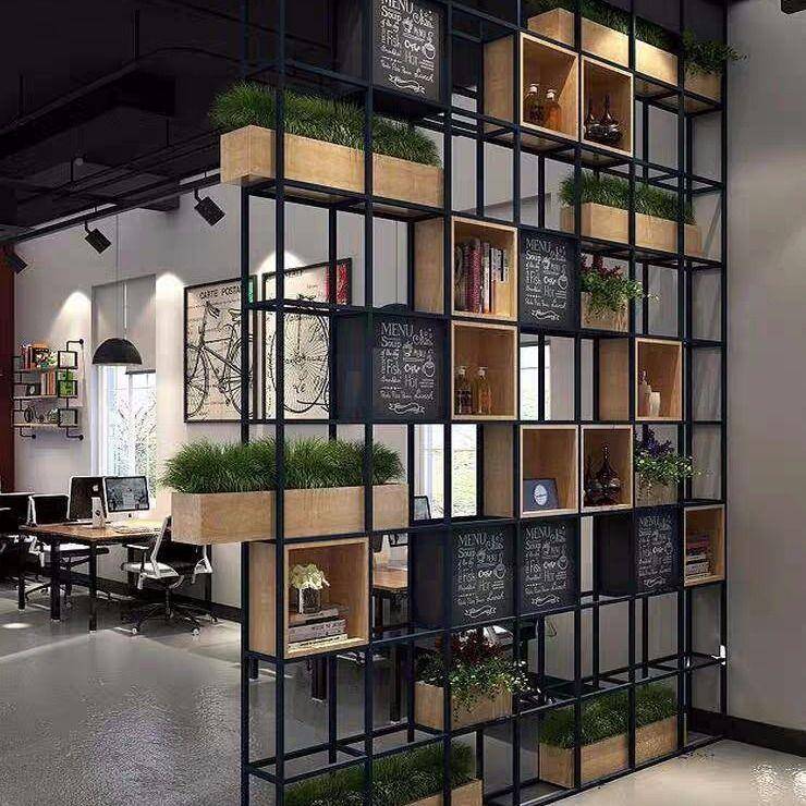 铁艺隔断装饰置物约屏风餐厅装饰置架物办公室落地展示架厅书架现