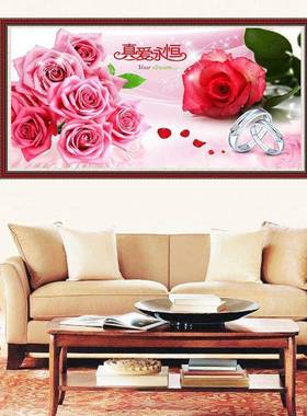 十字真永恒玫瑰画钻石结婚绣新款满花钻爱客厅卧Y581室5砖石贴秀
