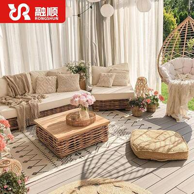 户外编发251212庭院休闲台民宿客藤厅双人藤椅室外沙花园露沙发茶