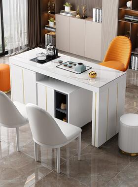 意式轻岩板茶组公桌椅奢合办室家用阳台茶台功夫泡茶桌烧水WJO壶