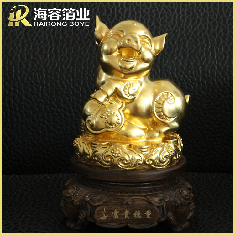 礼品十二生肖猪金箔摆件