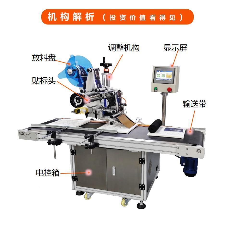 平面贴机牌袋子吊自动面平分页贴标机包装盒吸塑盒平面238标贴标
