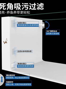 新款客厅超白干玻璃缸湿分离鱼鱼缸人侧滤自循环金鱼生态懒QWD水