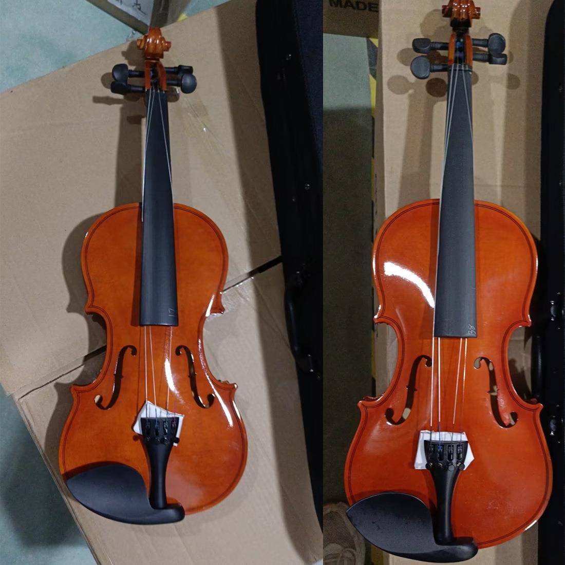 4/4实AV-10木小提琴儿自然色及提琴普塑料配件童成人初学小小提琴