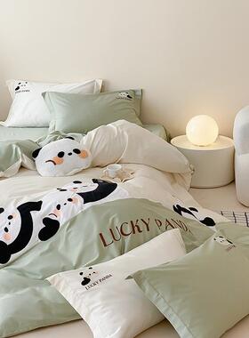 卡通熊猫10支长绒棉PUZ棉四0件套全棉可爱被纯套公床主风儿童上用