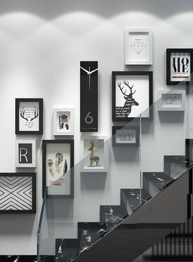 实木_261_实木片VJC相框照墙楼梯LFT现代简约O装饰画可6换相片真