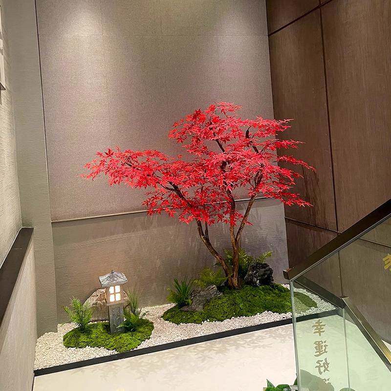 仿真度枫叶仿真红枫树大型商场店绿植树室内外装饰造景真假红酒枫