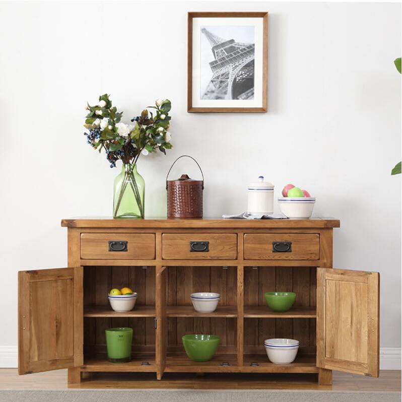 ft全实木餐边柜碗橡森茂-064抽木柜欧式带简约储物柜三门三屉厨房