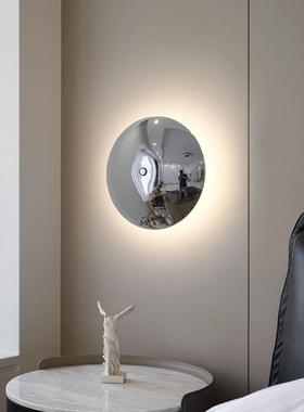 简约圆30564形床头卧室灯充电款高级饰感触壁摸免布床线装墙头现