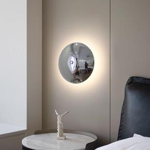 简约圆30564形床头卧室灯充电款高级饰感触壁摸免布床线装墙头现