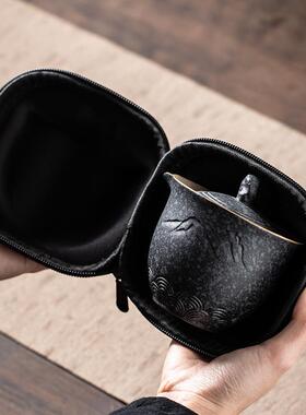 快客装杯旅行包茶具套便携泡茶夫茶杯单人一壶二杯户外RAQ茶壶功