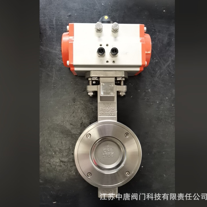 D672F-150LBP气动高性能对夹蝶阀 双作用气动双偏心四氟密封蝶阀