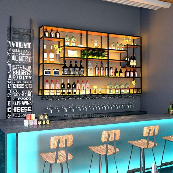 铁艺酒架置物架红酒柜壁挂酒格子挂墙装饰吧台餐厅墙上吊杯架定制