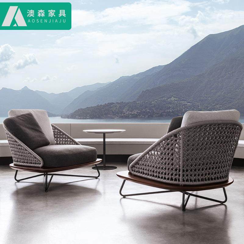 户外藤编沙发椅北欧实木露天阳台花园室外单人防水藤沙发庭院家具,智能设备,其他智能设备,淘宝优惠券,粉丝福利购,淘宝优惠卷