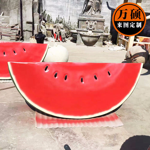 现货玻璃钢水果雕塑 西瓜果蔬蔬菜农场雕塑 景观大西瓜造型摆件