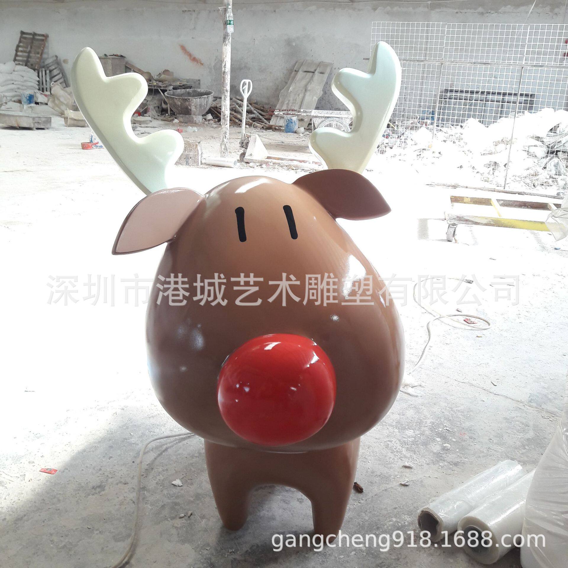 幼儿园美陈玻璃钢卡通小鹿雕塑商场游乐园树脂纤维抽象鹿公仔摆件