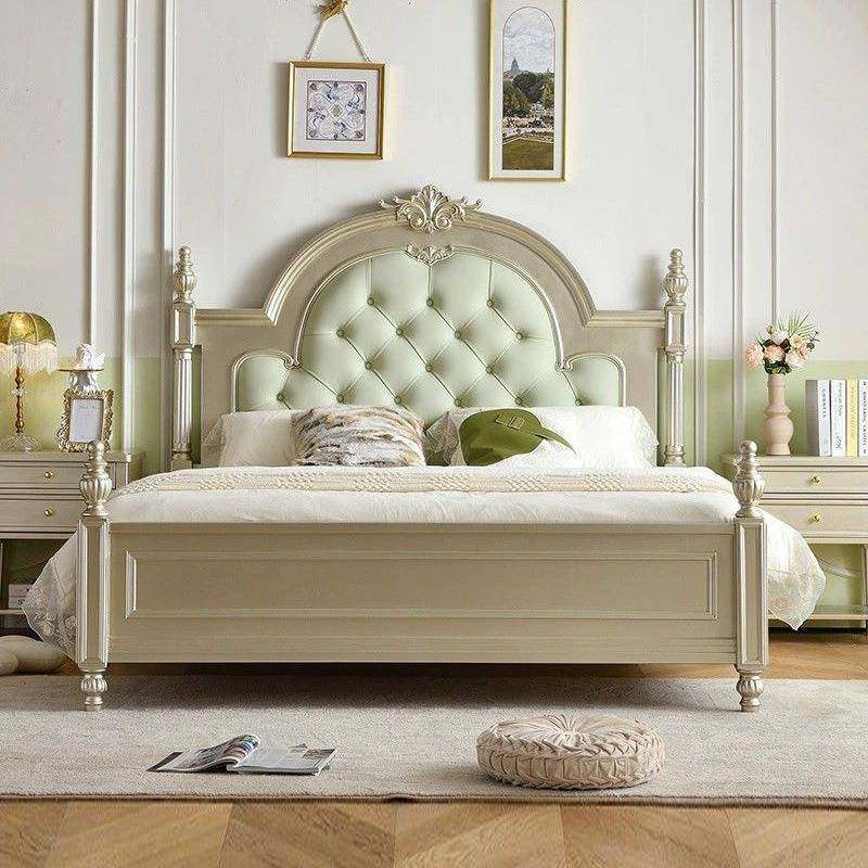 法式轻奢实木床.米双人床.米现代简欧真皮床主卧大床储物婚床