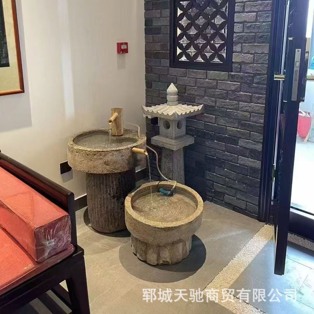 旧石槽石磨盘庭院流水摆件青石石槽鱼缸花盆阳台养鱼荷花池景观石