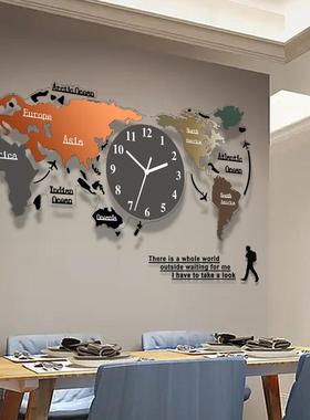 地图景客厅挂钟沙发餐厅CDD13背墙挂墙钟现代轻奢个性音挂表创静