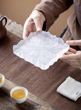 古法冻烧璃壶承干泡盘34414家用简式约冰小茶盘日茶承琉创意果盘