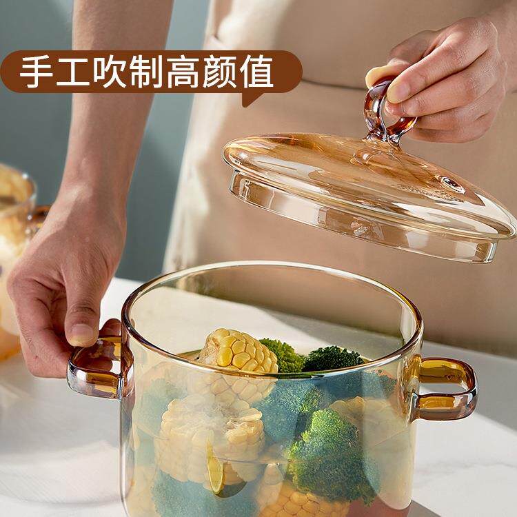 985高硼硅玻锅明火家用璃炖汤汤透明关东煮锅电炉泡面锅耐高陶温