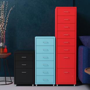 铁皮办公储家用资料收纳柜物文件柜钢MP-10制柜床头带锁抽屉柜活