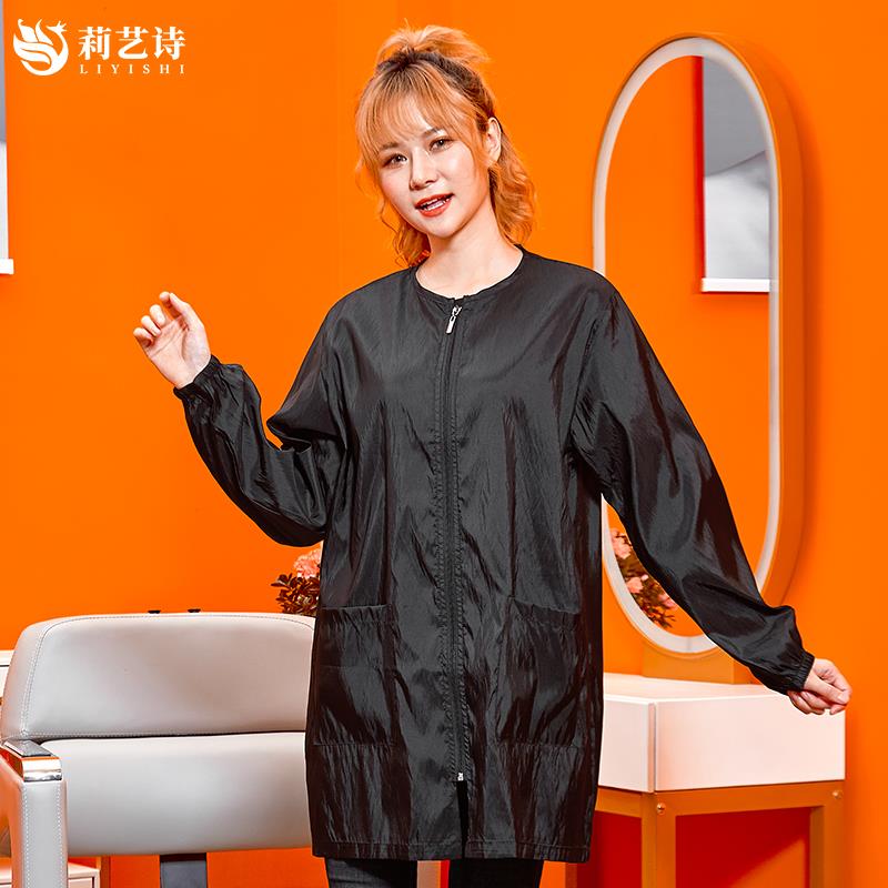 3JO理发店围裙美发师工服发廊烫染发罩衣中工助理小工作服防水技