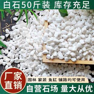 白色石头子鹅卵石雪花白园林园艺家装庭院枯山水造景石50斤/袋