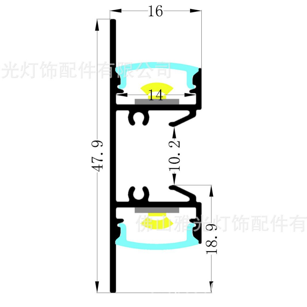 上下发光床头LED楼梯等墙壁灯卡扣螺丝固定铝材套件