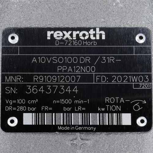 R910912007AA10VSO100DR/31R-PPA12N00#Rexroth//力士乐