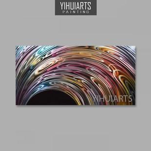 直销纯手绘炫彩线条抽象题材金属艺术画娱乐室装饰挂画