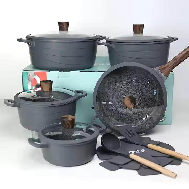 DONNOR波浪纹锅具15件不粘锅大理石汤锅深煎套装外贸条纹,机械设备,其他机械设备,淘宝优惠券,粉丝福利购,淘宝优惠卷