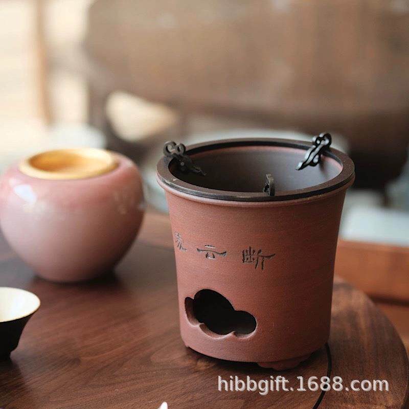 半斋新品物红粉引烤罐茶AL717012煮器红泥酒精碳造炉两用煮炉茶炉
