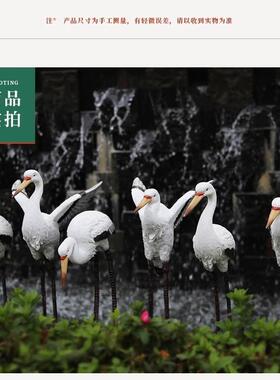 仿真白摆KTP件水假山鱼池物造景庭院池装饰鹭花园落地仿真动雕塑